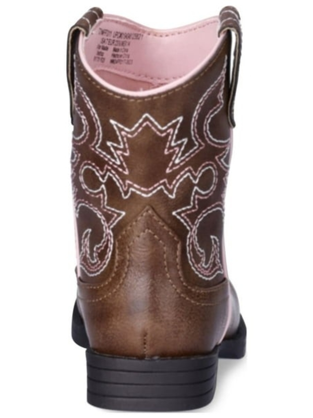 Little Girls Brown Western Cowgirl Boots with Pink/White Stitching - Size 11 - Picture 2 of 11